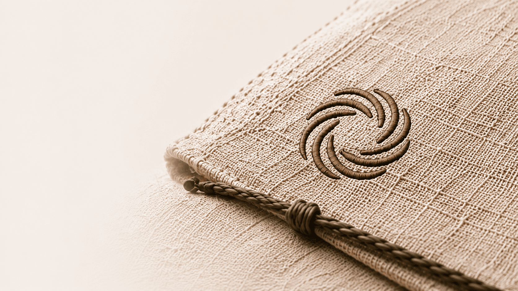 Mettle Thread embroidered logo on woven linen